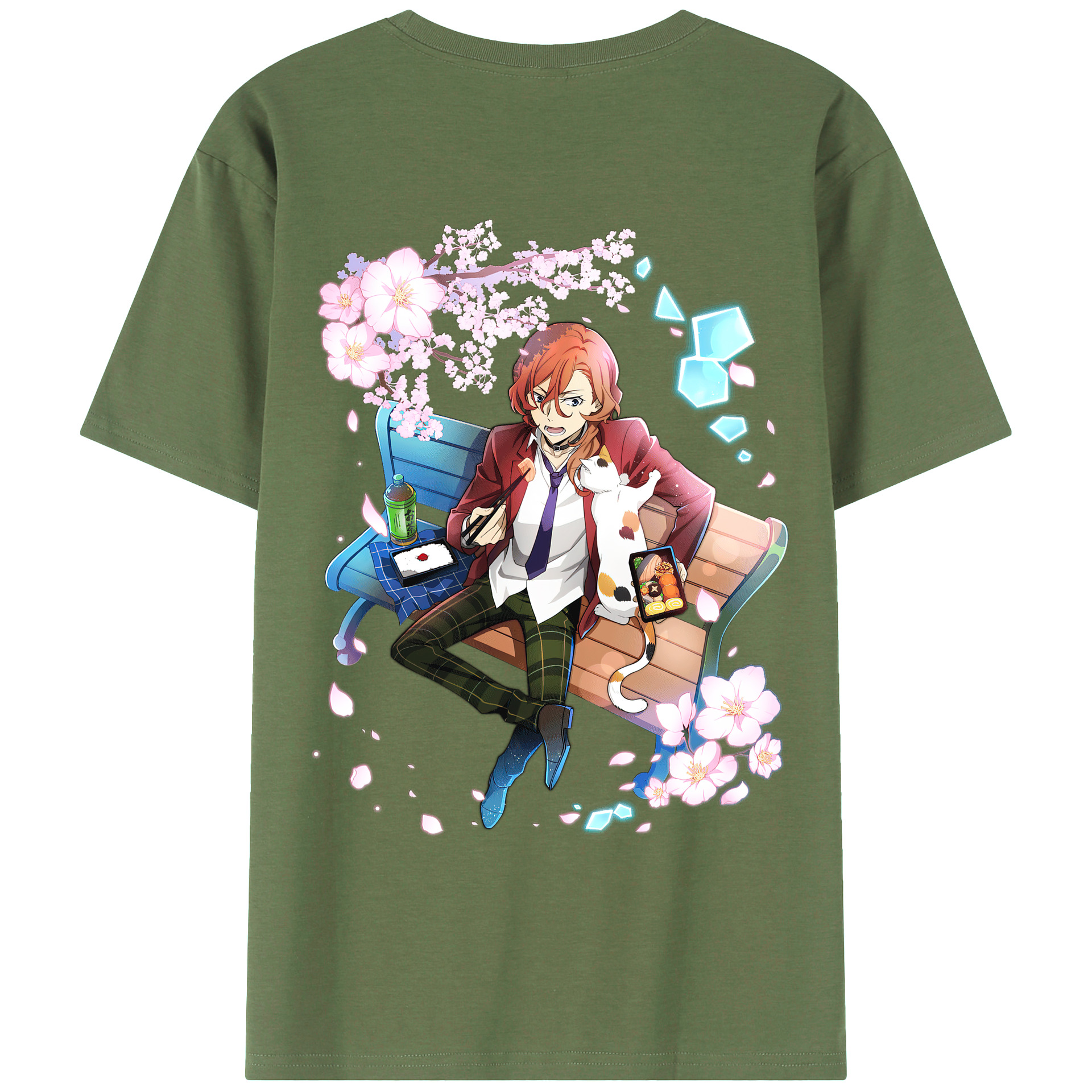 （画像用） 文豪ストレイドッグス Bungo Stray Dogs 綿100％ メンズ半袖Tシャツ（バックプリント） 通気性